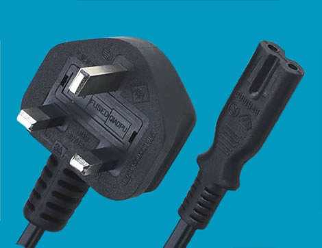 Conector ASTA BSI 1363 del Reino Unido al conector IEC 60320 C7, cables de alimentación del Reino Unido